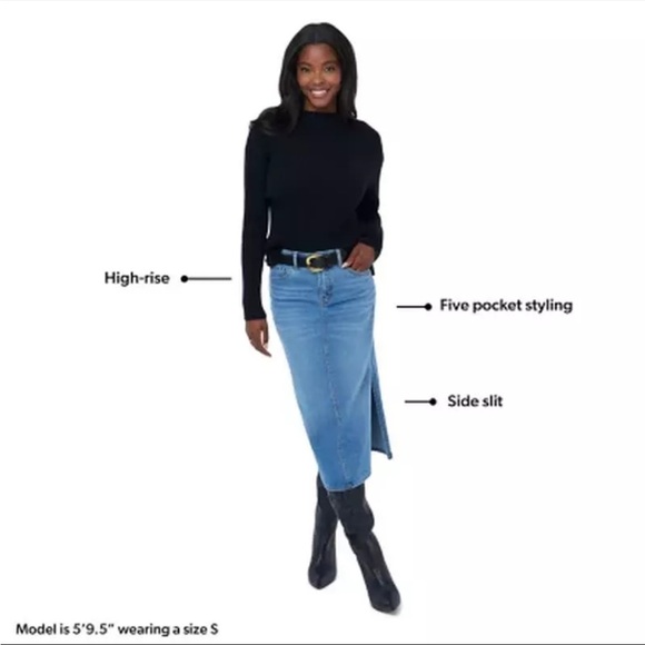 Edited by Remi Bader Denim Midi Skirt with Side Slit size 8 - Picture 5 of 15